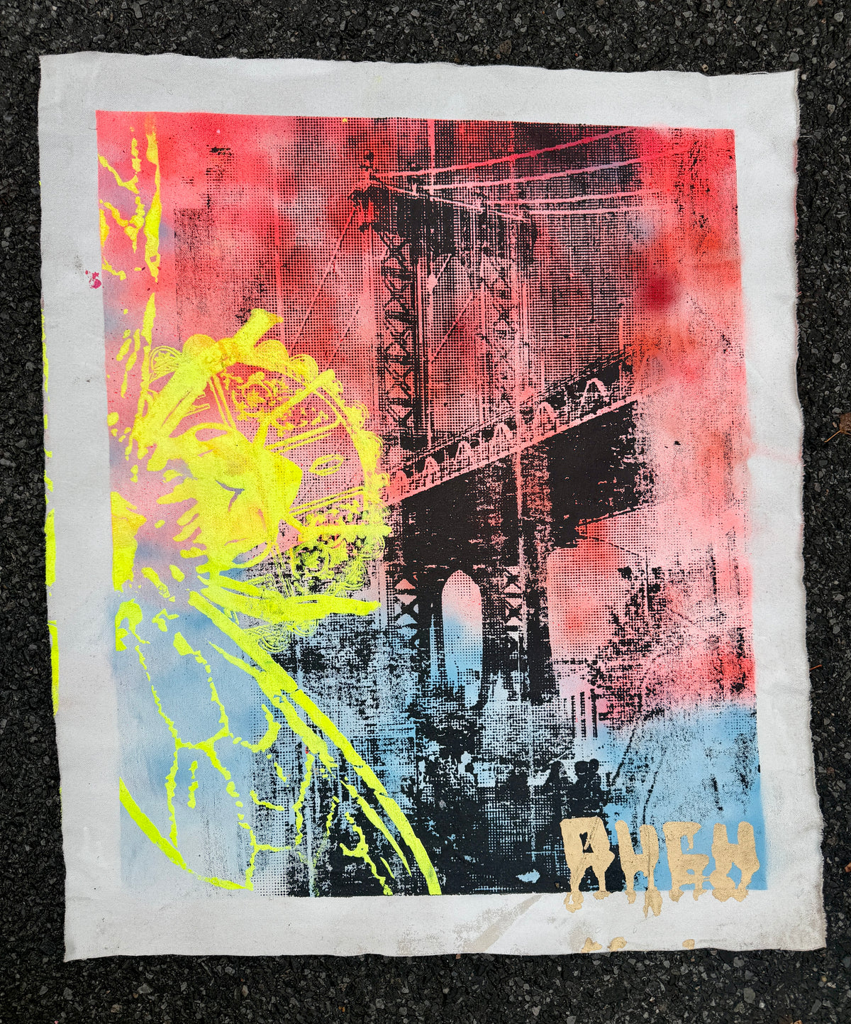 Manhattan Bridge and the Bee — original artwork by Denis OUCH