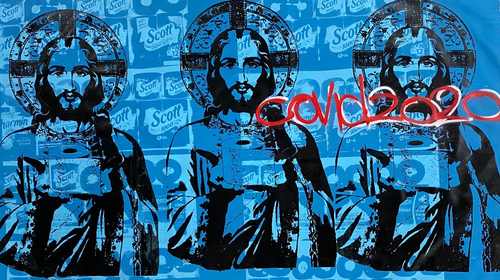 Triple Jesus with Paper